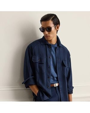 Ralph Lauren Camisa De Algodón Y Lino Teñida - Azul