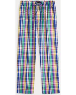 Ralph Lauren Plaid Cotton Pajama Pant - Blue