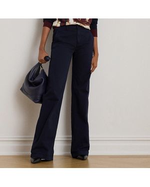 Ralph Lauren Cotton Twill Wide-Leg Trouser - Blue
