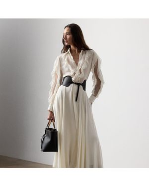 Ralph Lauren Melony Silk Georgette Day Dress - Natural