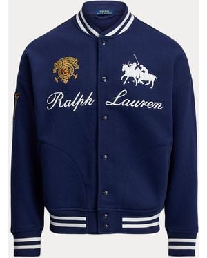 Polo Ralph Lauren Heavyweight Fleece Baseball Jacket - Blue