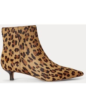 Ralph Lauren Francesca Leopard-Print Haircalf Bootie - Brown