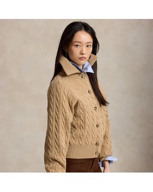 Polo Ralph Lauren Cable Wool-Cashmere Collared Cardigan - Natural