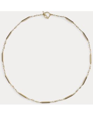 Ralph Lauren Plated Bar & Faux-Pearl Necklace - Metallic