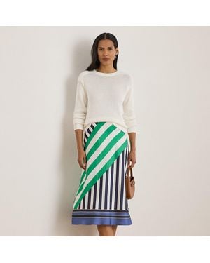 Ralph Lauren Striped Twill Midi Skirt - Green