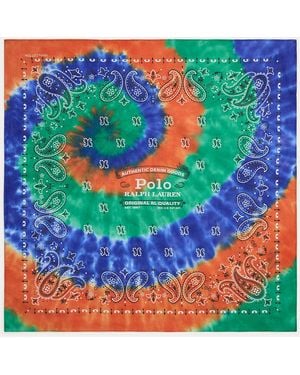 Polo Ralph Lauren Logo Tie-Dye Cotton Bandanna - Green