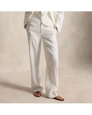 Polo Ralph Lauren Linen High-Rise Relaxed Straight Trouser - Natural