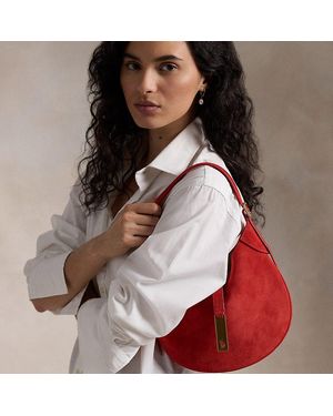 Polo Ralph Lauren Borsa Shoulder Polo ID piccola camoscio - Rosso