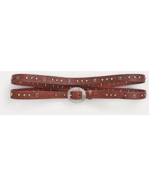 Ralph Lauren Tooled Leather Double-Wrap Belt - Red