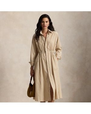 Polo Ralph Lauren Striped Drawcord Shirtdress - Natural