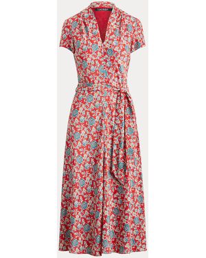 Ralph Lauren Floral Crepe Midi Dress - Red
