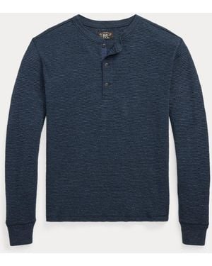 RRL Gefärbtes Henley Aus Waffelpiqué - Blau