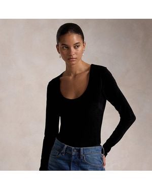 Polo Ralph Lauren Stretch Velvet Bodysuit - Black