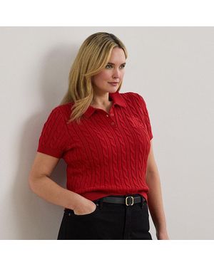 Ralph Lauren Ralph Lauren Cable-Knit Cotton Polo Sweater - Red