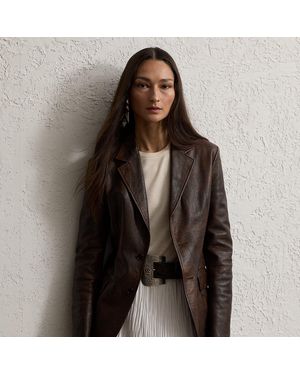 Ralph Lauren Tomasso Distressed Leather Jacket - Brown