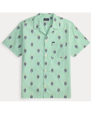 Ralph Lauren Polo Bear Striped Pajama Shirt - Green