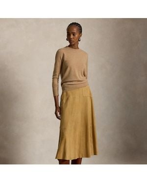 Polo Ralph Lauren Belted Suede A-Line Skirt - Natural