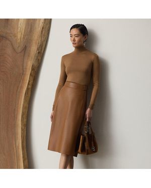 Ralph Lauren Jackeline Lambskin Skirt - Brown