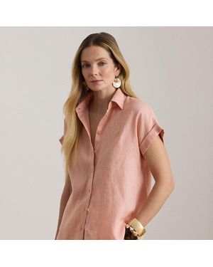 Ralph Lauren Relaxed Fit Linen Short-Sleeved Shirt - Pink