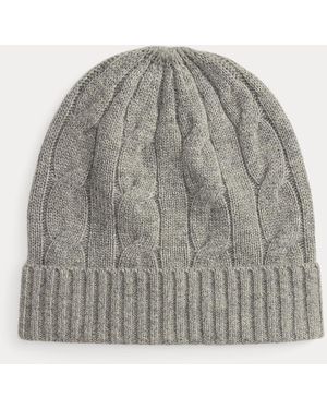 Ralph Lauren Cable-Knit Cashmere Beanie - Gray