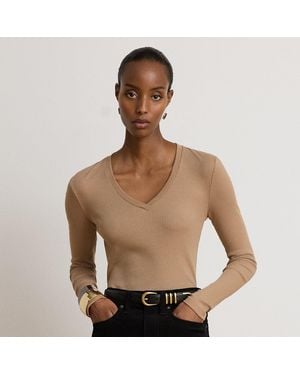 Ralph Lauren Top Acanalado De Manga Larga - Neutro
