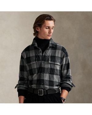 Ralph Lauren Plaid Knit Flannel Overshirt - Black