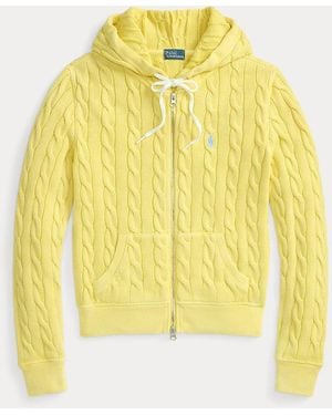 Polo Ralph Lauren Sweat À Capuche Zippé Torsadé En Coton - Jaune