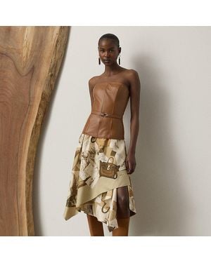 Ralph Lauren Ralph Lauren Glenn Diary-Print Silk Twill Skirt - Metallic