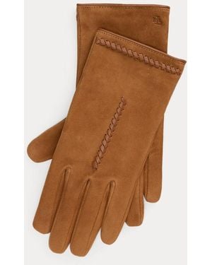 Ralph Lauren Guanti in camoscio con sopraggitto - Marrone