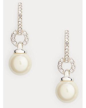 Ralph Lauren Pavé Faux-Pearl Huggie Earrings - Metallic