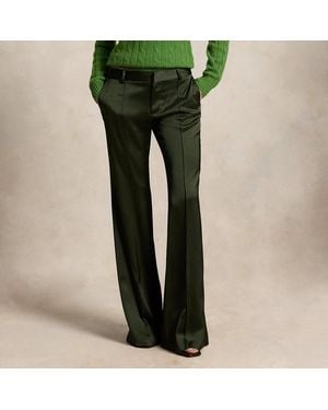 Polo Ralph Lauren Low-Rise Satin Kick-Flare Trouser - Green