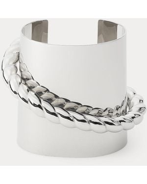 Ralph Lauren Brazalete Geométrico Plateado - Blanco