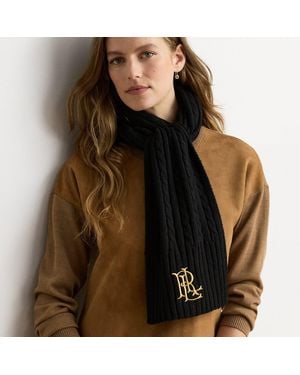Ralph Lauren Zopfmusterschal Mit Gesticktem Logo - Braun