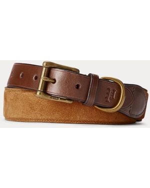 Ralph Lauren Leather-Trim Suede Belt - Brown