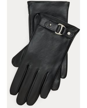 Ralph Lauren Equestrian D-Ring Sheepskin Gloves - Black