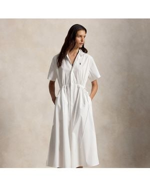 Polo Ralph Lauren Cotton Drawcord Maxi Shirtdress - White