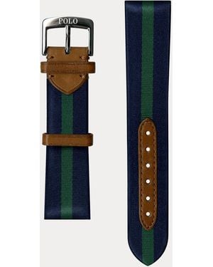 Polo Ralph Lauren Striped Silk Watch Strap - Blue