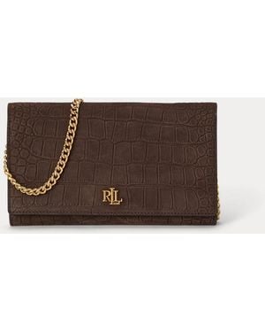 Ralph Lauren Medium Adair Ii Croc-Embossed Crossbody - Brown