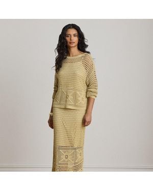 Ralph Lauren Pointelle-Knit Linen-Blend Midi Skirt - Natural