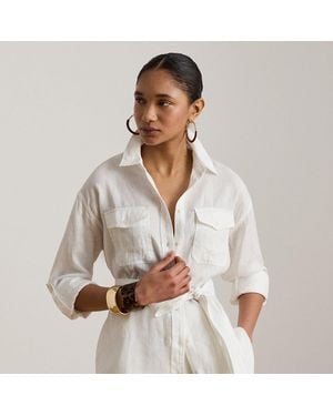 Ralph Lauren Relaxed Fit Belted Linen Shirt - White