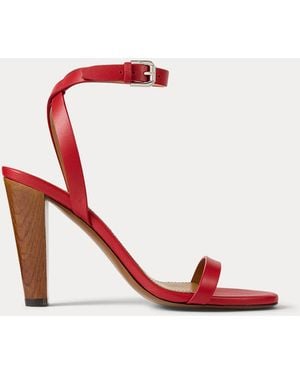 Ralph Lauren Graison 95 Mm Lambskin Sandal - Red