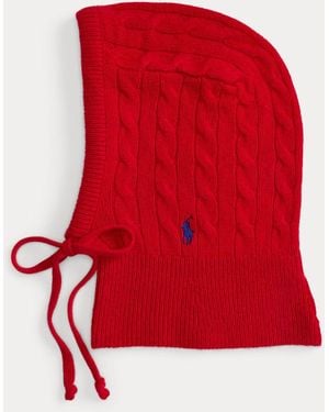 Polo Ralph Lauren Cable Wool-Cashmere Hooded Snood - Red