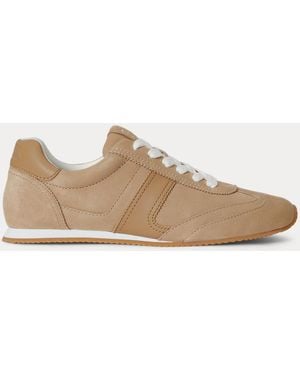 Ralph Lauren Dani Suede & Leather Low-Profile Trainer - Natural