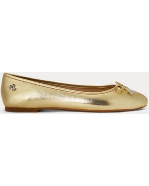 Ralph Lauren Jayna Metallic Nappa Leather Flat - Natural
