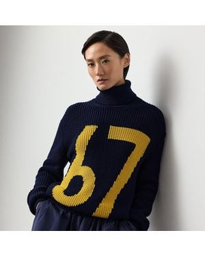 Ralph Lauren Intarsia-Knit Cotton-Silk Roll Neck - Blue