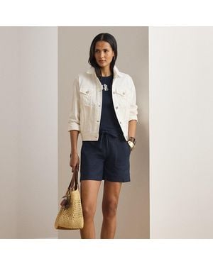 Ralph Lauren Linen Wide-Leg Drawcord Short - Blue