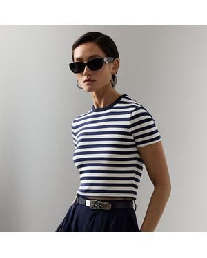 Ralph Lauren Robbin Striped Jersey Cropped T-Shirt - Blue