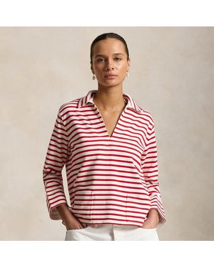 Polo Ralph Lauren Striped Split-Placket Mariner T-Shirt - Red