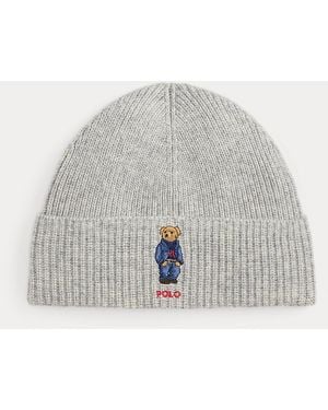Ralph Lauren Polo Bear Rib-Knit Beanie - Gray