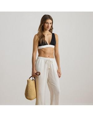 Ralph Lauren Cotton Gauze Drawcord Trouser Cover-Up - Gray
